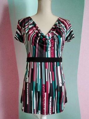 Maurices Colorful Draped Neck Top